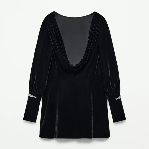 NWT Zara Woman Bloggers Fav SHORT VELVET DRESS THE ITEM Rhinestone Snakes XS - Picture 7 of 12